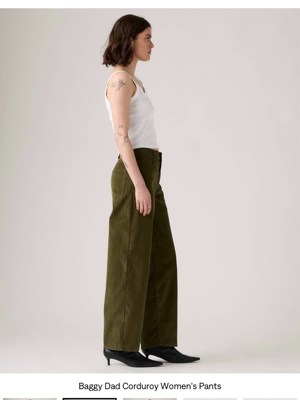 Levi's Olive Green Wide-Leg Corduroy Pants